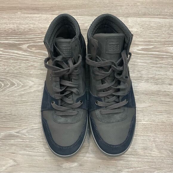 Geox Men's Hi-Top Sneakers Leather Suede Gray Waterproof Lace Up Fall Boots - Picture 3 of 10